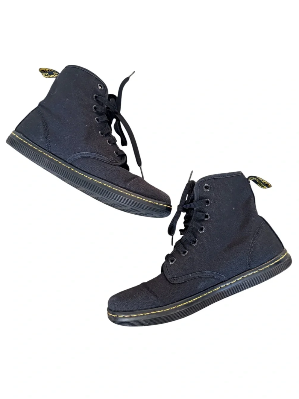 Dr. Martens Black Canvas Chukka Boots with Yellow Stitching